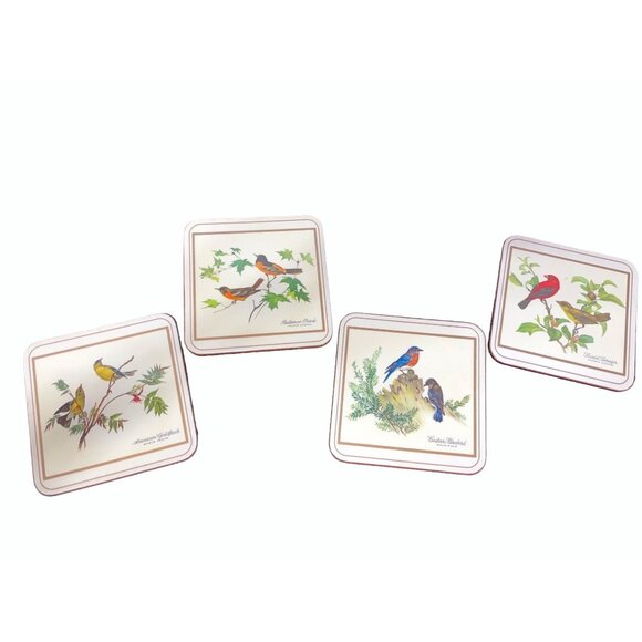 Pimpernel Other - Pimpernel Deluxe Finish 4 Coasters Birds Gold Finch Baltimore Oriole Bluebird